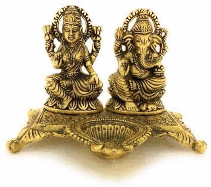     			KridayKraft Aluminium Laxmi Ganesh Idol ( 14 cm )