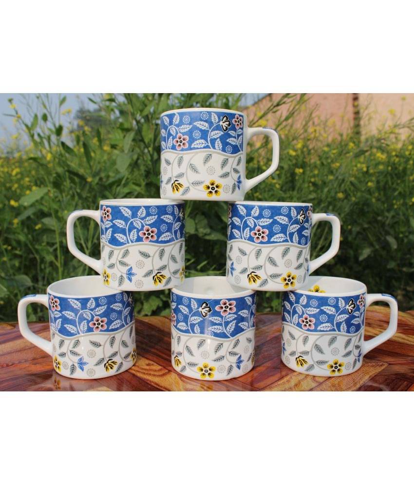 Laghima jadon Outer Leaf Printed Printed Ceramic Tea Cup 200 ml ( Pack of 6 ) Laghima jadon Outer Leaf Printed Printed Ceramic Tea Cup 200 ml ( Pack of 6 )