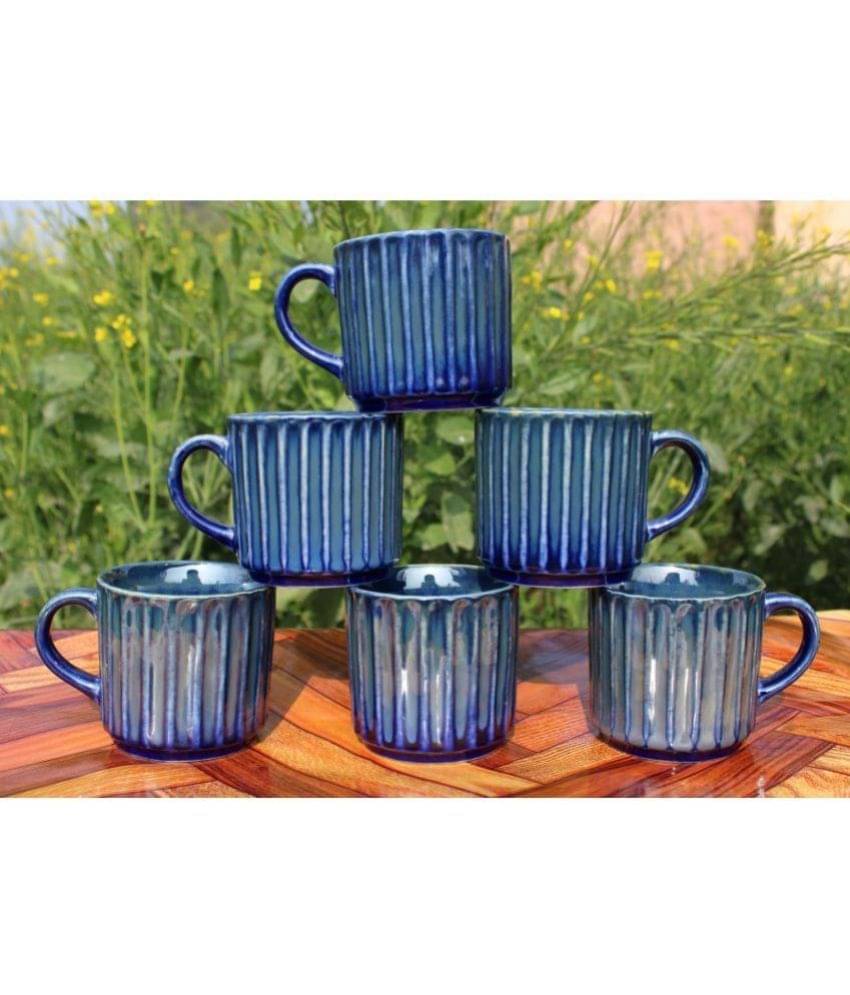     			Laghima jadon Round line Shape Solid Ceramic Tea Cup 180 ml ( Pack of 6 )