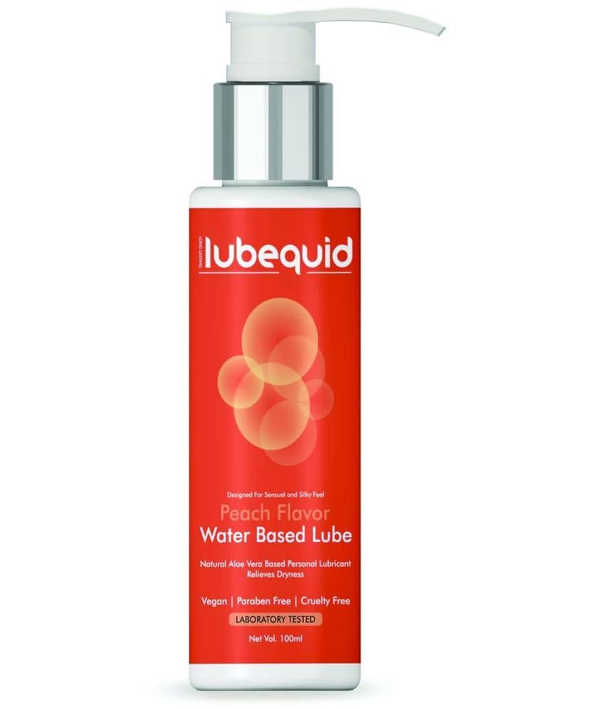 Lubequid Water-Based Personal Lubricant, 100 ML Bottle- 2 in 1 Lubricant & massage Gel for Men and Women ~ Water Based Lube ~ Skin Friendly, Silicone and Paraben Free, Peach Flavoured