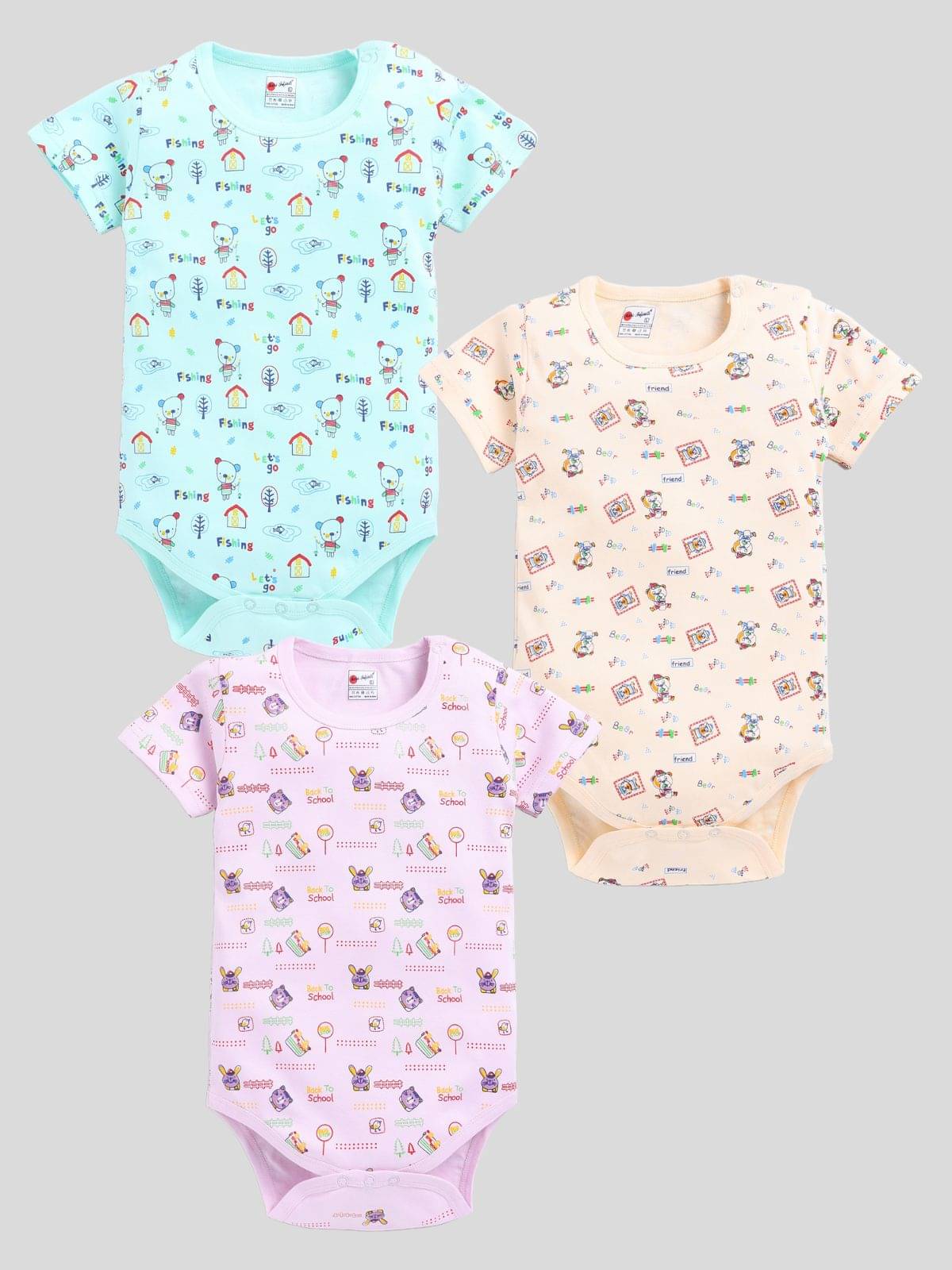 Mars Infiniti Light Blue Cotton Rompers For Unisex ( Pack of 3 )     			Mars Infiniti Light Blue Cotton Rompers For Unisex ( Pack of 3 )