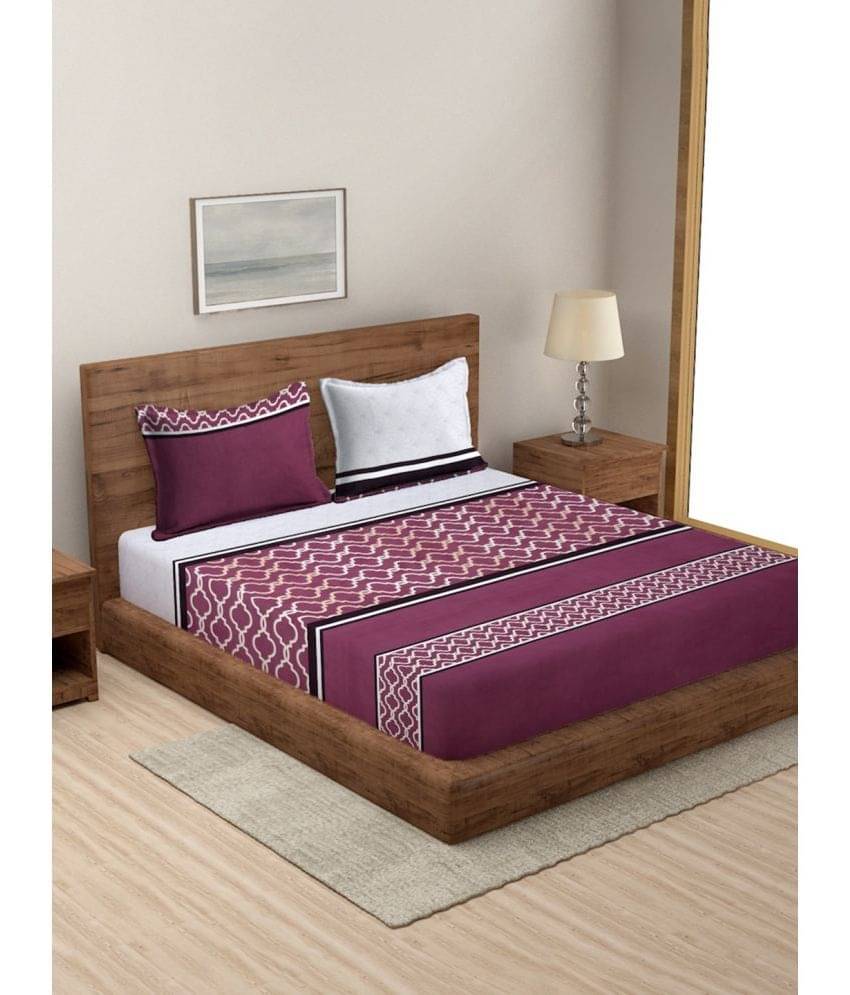     			Modefe Microfiber 1 Double Queen Bedsheet with 2 Pillow Covers ( Multicolor )