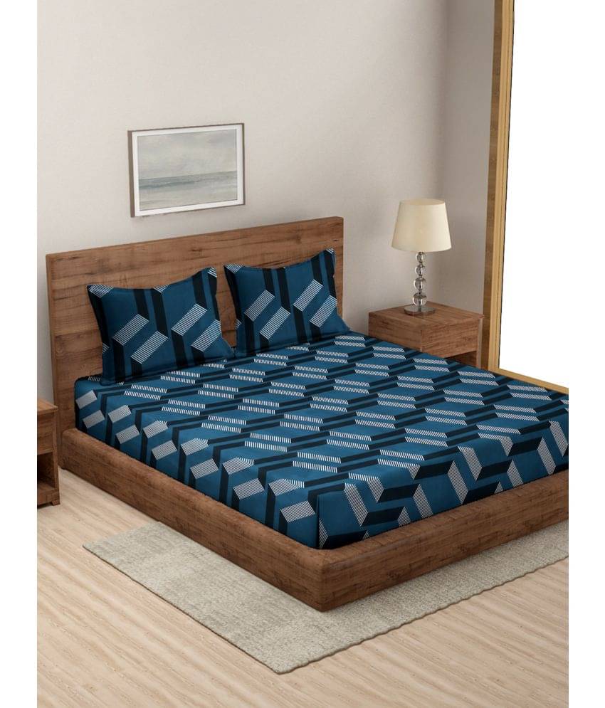 Modefe Microfiber 1 Double Queen Bedsheet with 2 Pillow Covers ( Blue ) Modefe Microfiber 1 Double Queen Bedsheet with 2 Pillow Covers ( Blue )