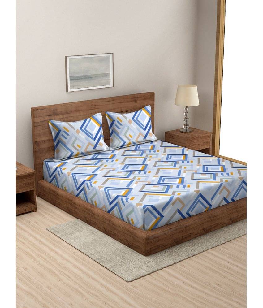 Modefe Microfiber 1 Double Queen Bedsheet with 2 Pillow Covers ( Blue ) Modefe Microfiber 1 Double Queen Bedsheet with 2 Pillow Covers ( Blue )