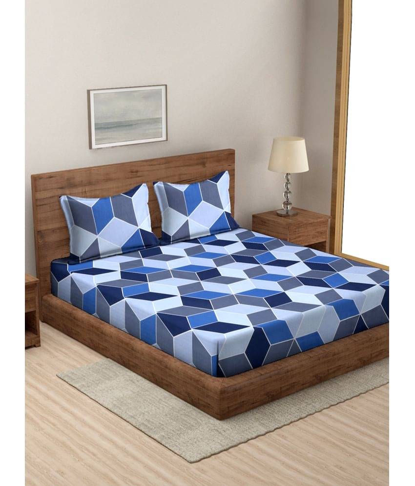Modefe Microfiber Abstract 1 Double Queen Size Bedsheet with 2 Pillow Covers - Blue Modefe Microfiber Abstract 1 Double Queen Size Bedsheet with 2 Pillow Covers - Blue