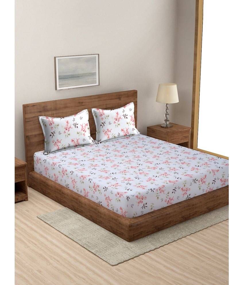     			Modefe Microfiber 1 Double Queen Bedsheet with 2 Pillow Covers ( White )