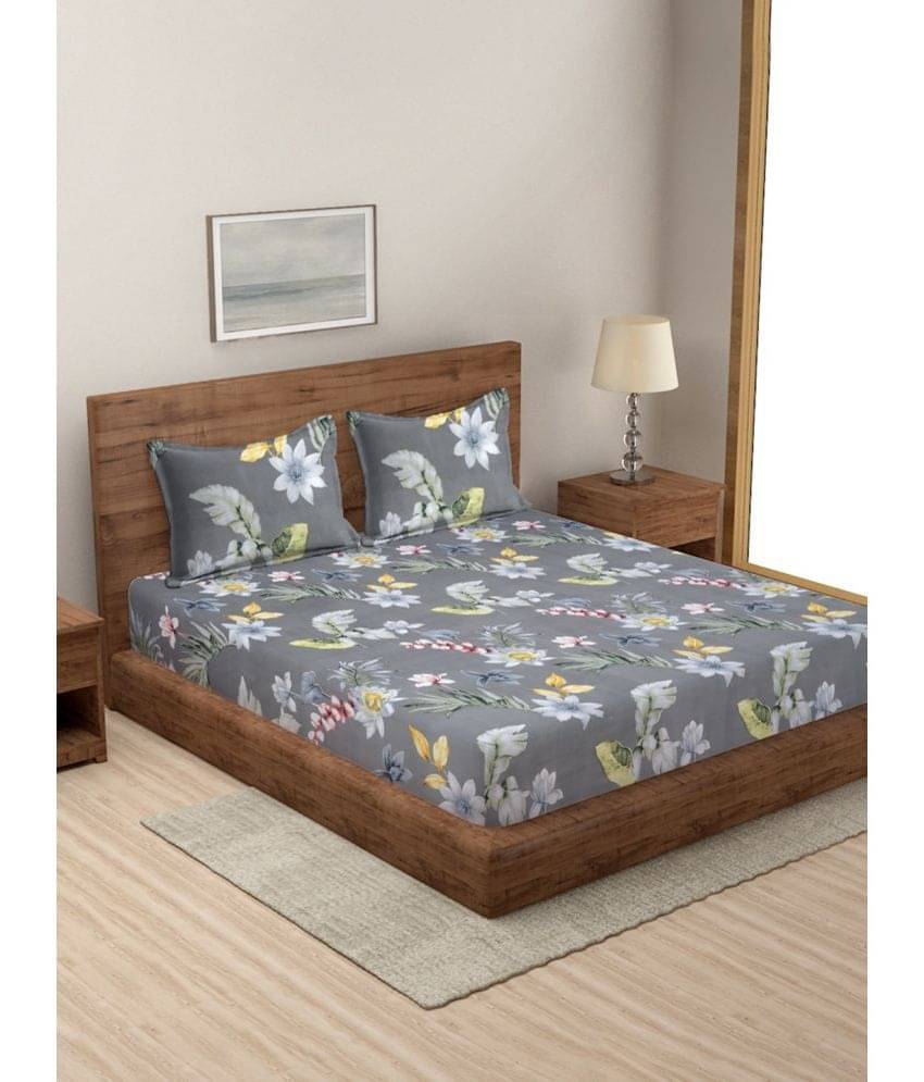     			Modefe Microfiber 1 Double Queen Bedsheet with 2 Pillow Covers ( Grey )