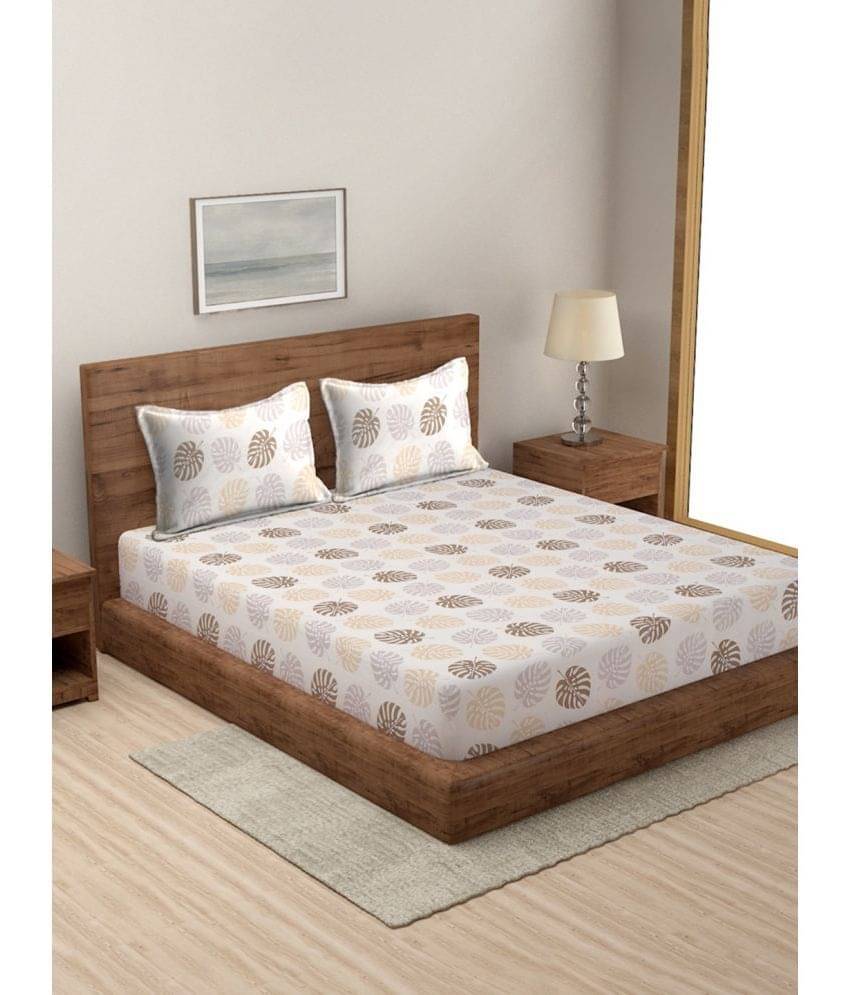     			Modefe Microfiber 1 Double Queen Bedsheet with 2 Pillow Covers ( Beige )