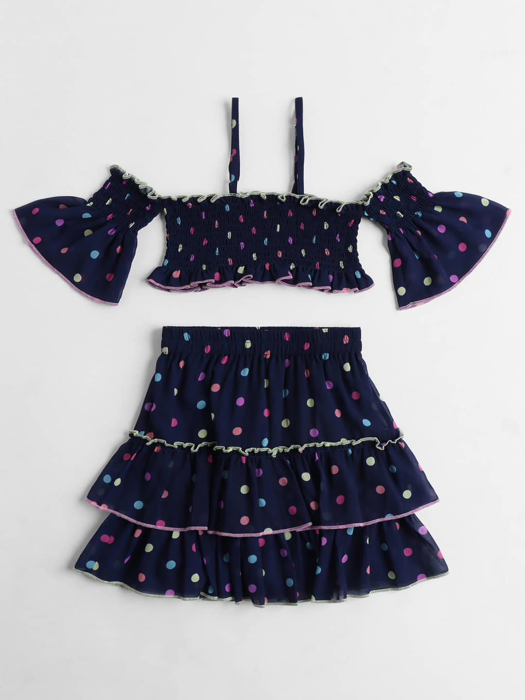 Nauti Nati Pack of 1 Girls Polyester Top With Skirt ( Navy Blue ) Nauti Nati Pack of 1 Girls Polyester Top With Skirt ( Navy Blue )