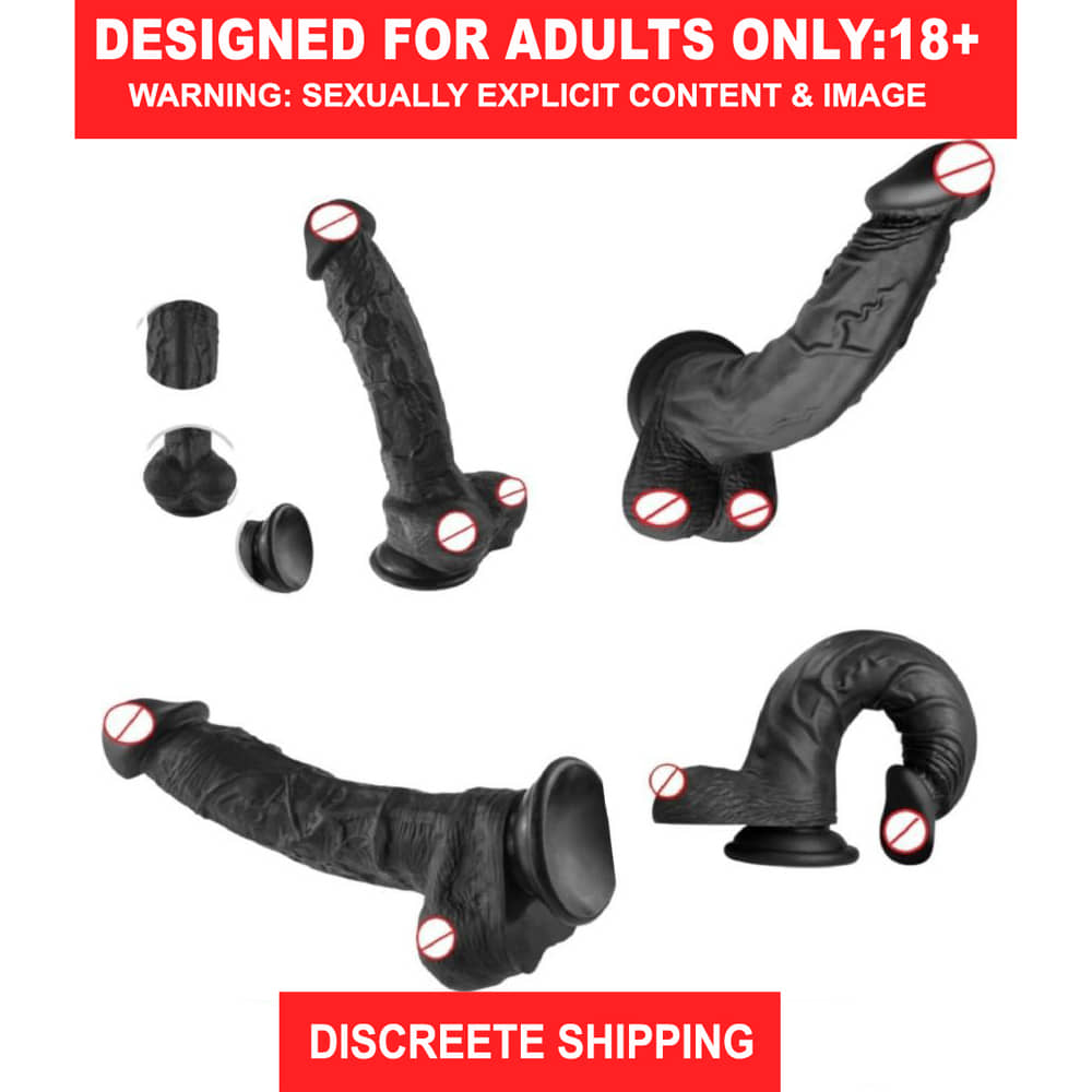 REALISTIC 10 INCH DARK BLACK PREMIUM SILICON DILDO WITH PERFECT SUCTION CUP & BIG BALLS adult products silicon dildos Suction dildo women sex toy for men