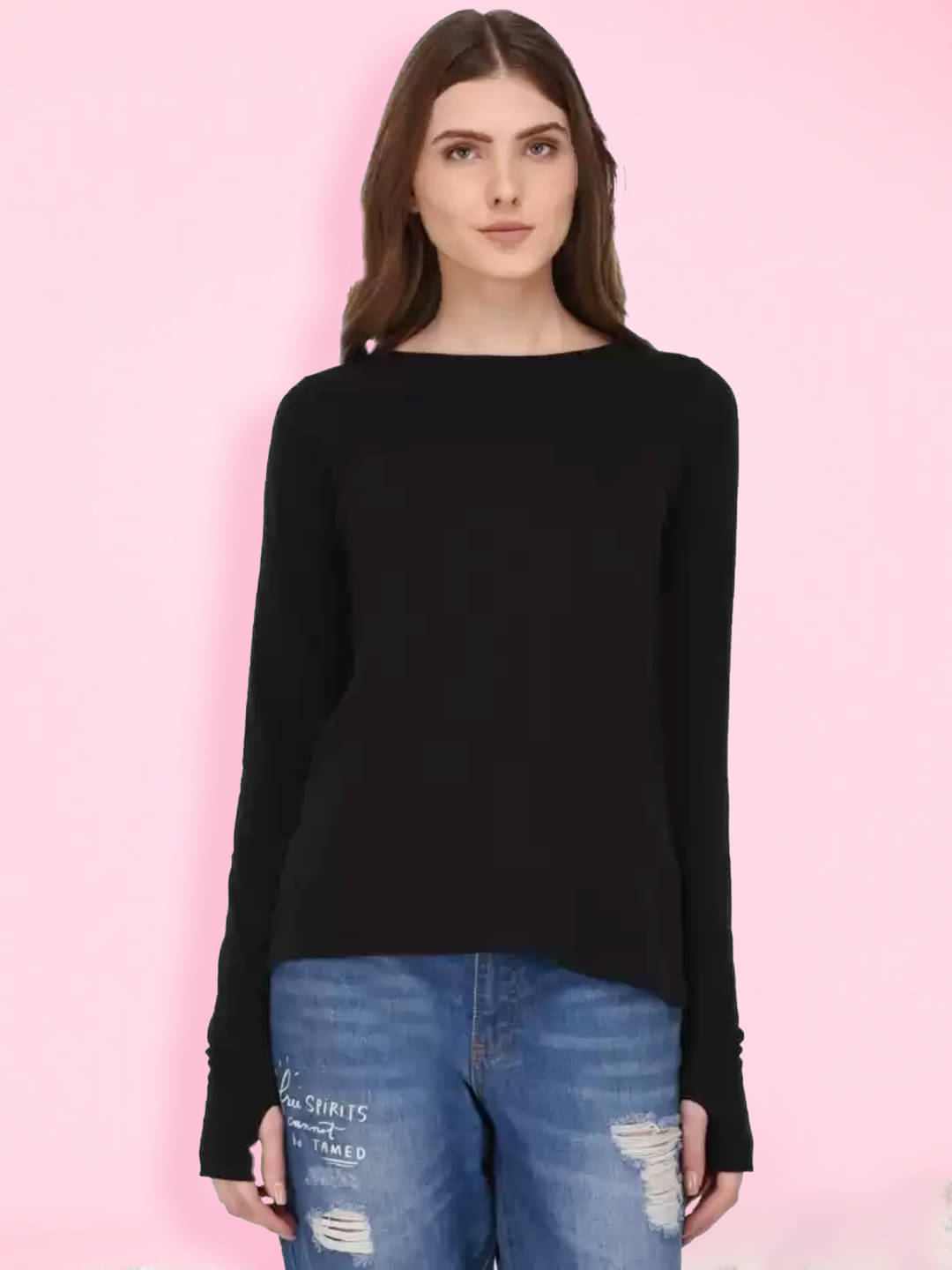 Rigo Women's Cotton Regular Top ( Black ) Rigo Women's Cotton Regular Top ( Black )