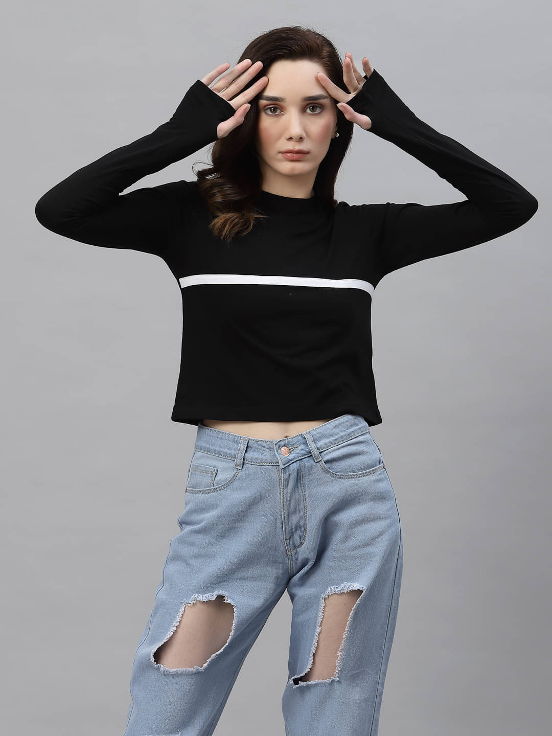    			Rigo Black Cotton Women's Crop Top ( Pack of 1 )