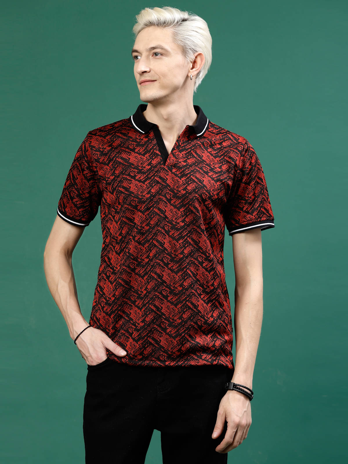     			Rigo Pack of 1 Polyester Slim Fit Printed Half Sleeves Men's Polo T Shirt ( Maroon )