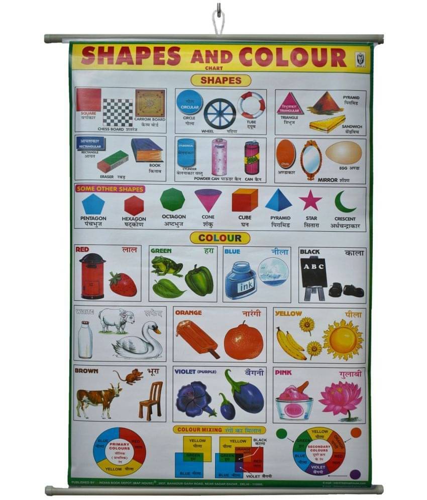 Shapes and Colours Chart Laminated Wall Chart (Size 100X75 CM) Perfect for Kids, Homeschooling, Kindergarten and Nursery Students Shapes and Colours Chart Laminated Wall Chart (Size 100X75 CM) Perfect for Kids, Homeschooling, Kindergarten and Nursery Students