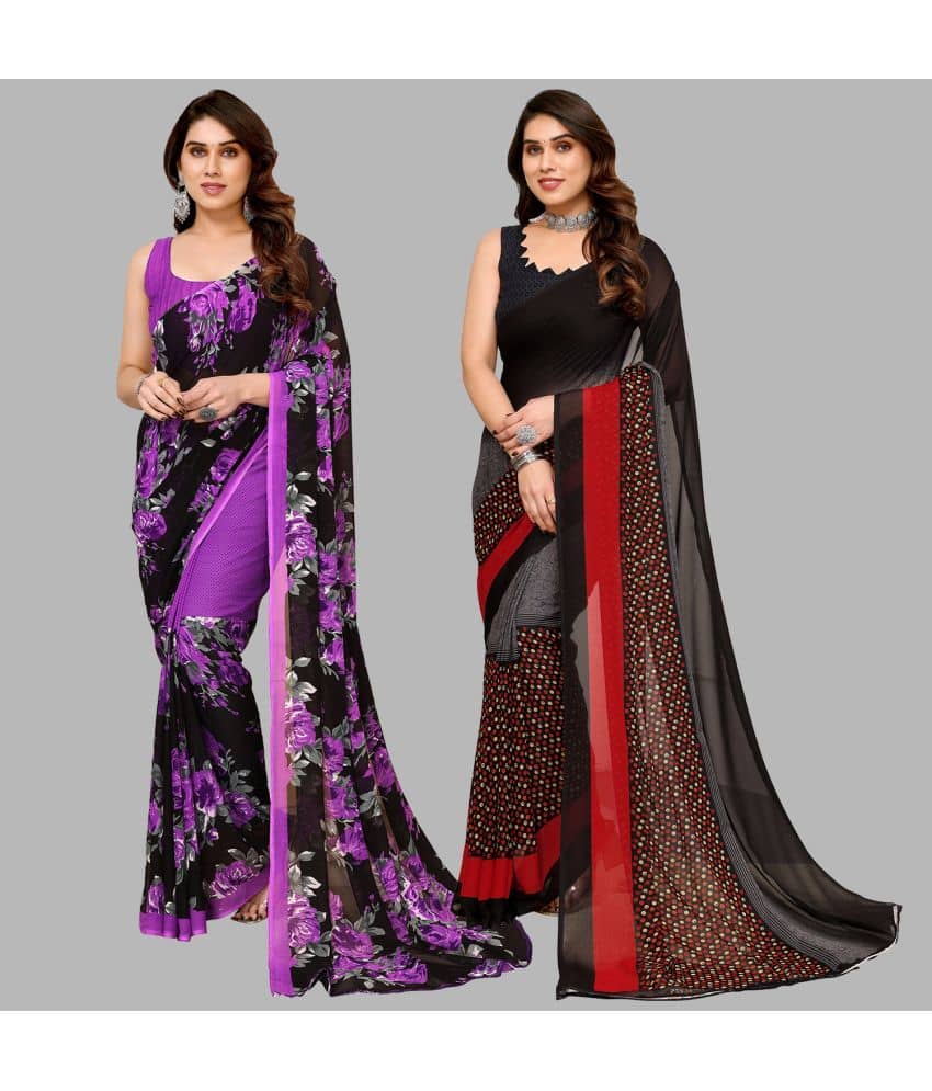 ANAND SAREES Georgette Printed Saree With Unstitched Blouse Piece ( Multicolor ) - Sarees | Buy online on ZillyBuy