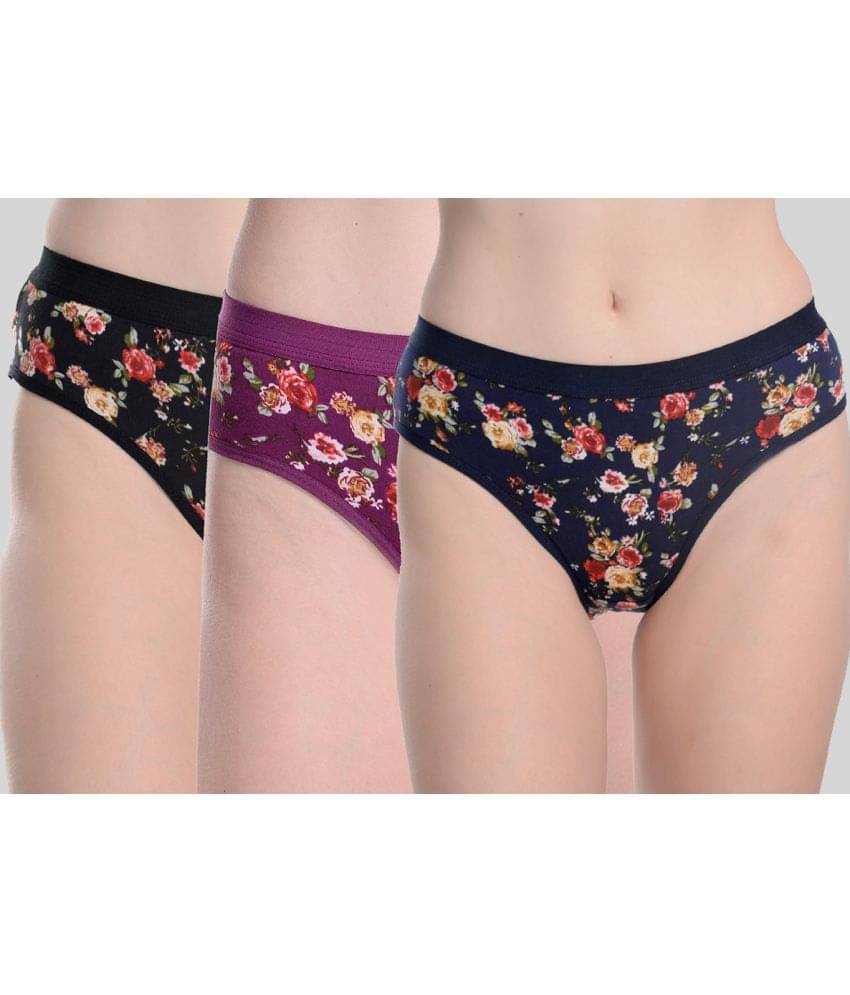     			Everhug Pack of 3 Cotton Lycra Printed Women's Hipster ( Multi Color )