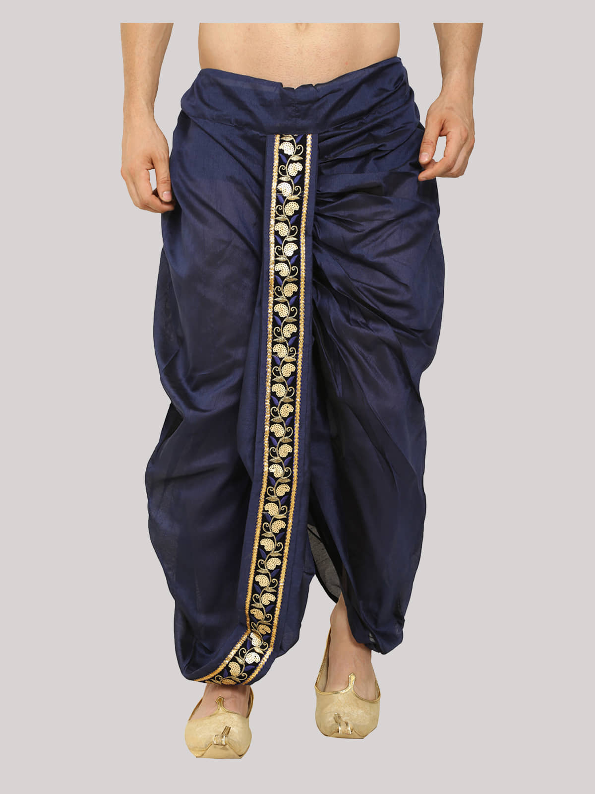 FANZI Blue Silk Men's Dhoti ( Pack of 1 )
