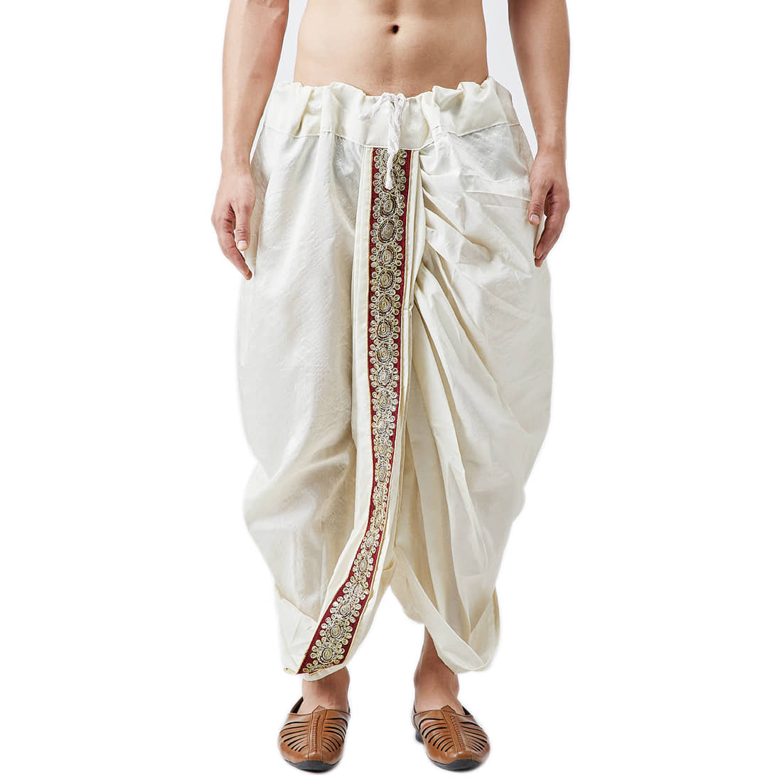 FANZI White Silk Men's Dhoti ( Pack of 1 )