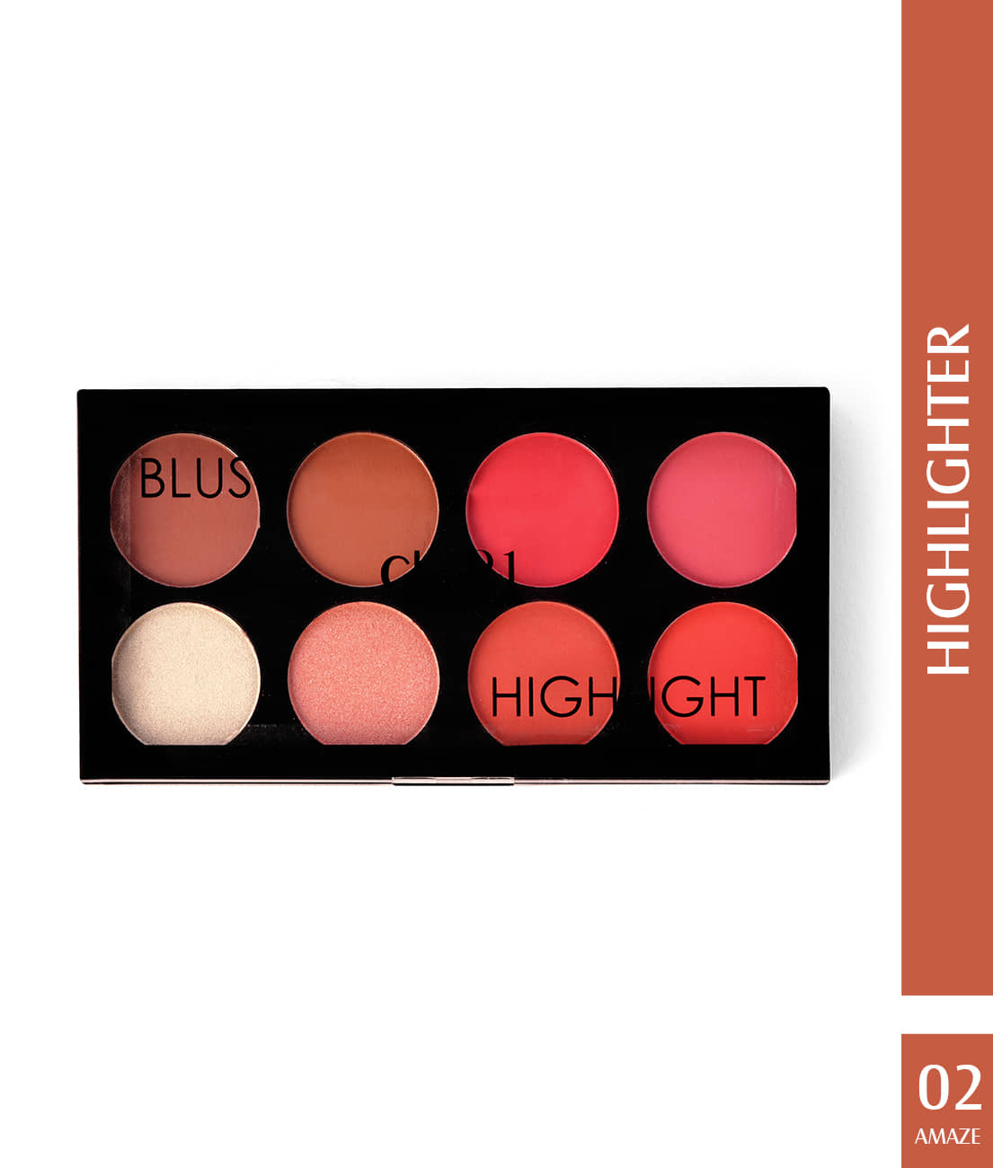 Glam21 Blush Highlighter Palette Silky pigments for long lasting Shimmer look 24gm Ralph-04