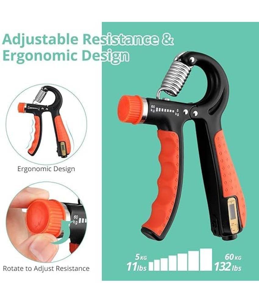 Hand Grip Strength Trainer with Counter, Hand Grip Strengthener with Counter, Adjustable Resistance Non-Slip Gripper, Perfect for Athletes & Hand Exercising (Orange) Pack of 1Pack of 1 Hand Grip Strength Trainer with Counter, Hand Grip Strengthener with Counter, Adjustable Resistance Non-Slip Gripper, Perfect for Athletes & Hand Exercising (Orange) Pack of 1Pack of 1