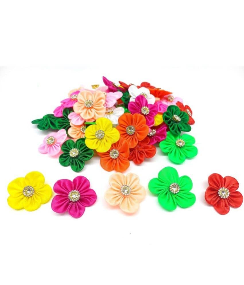 PRANSUNITA Fabric Multicolored Stem Less Fabric Flower with Zarkan Stone ( Pack of 1 ) - Stationery | Buy online on ZillyBuy