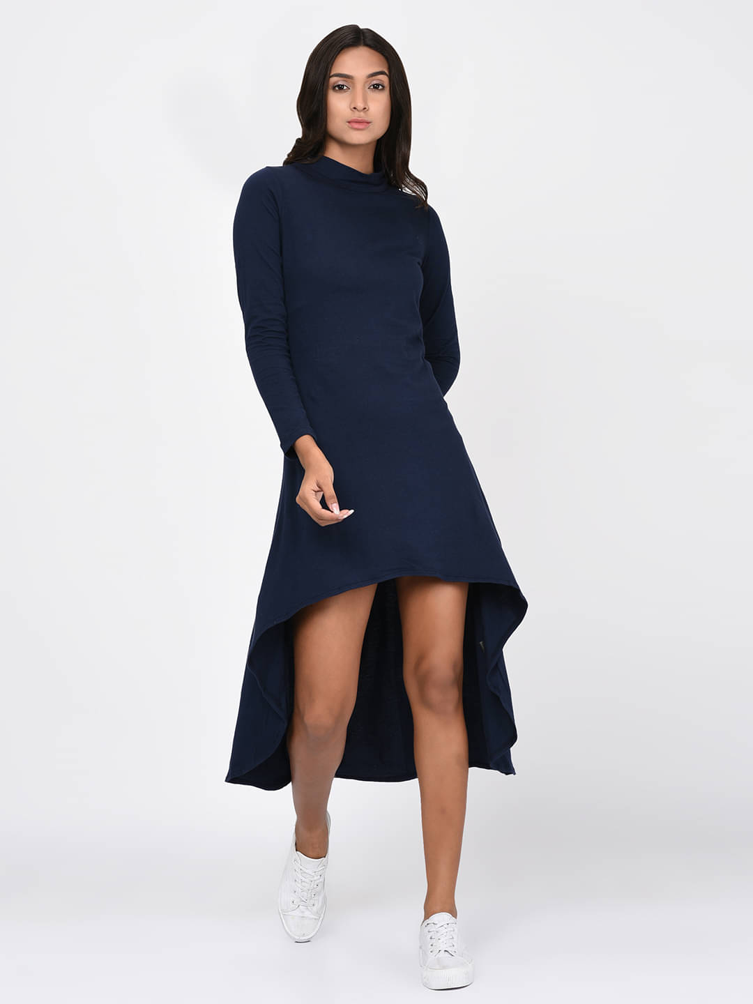     			Rigo Women Cotton Solid Bodycon Dress ( Navy )