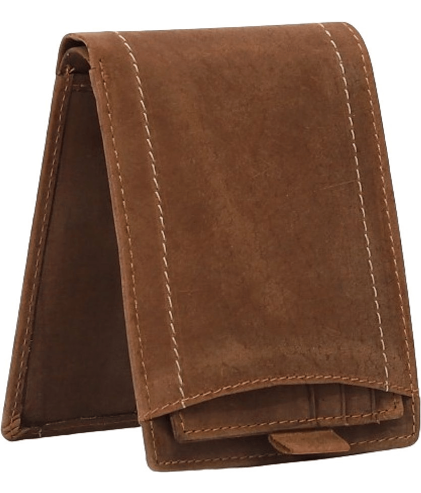 SAQAFY Khaki Leather Men's Two Fold Wallet,RFID Wallet,Regular Wallet ( Pack of 1 )