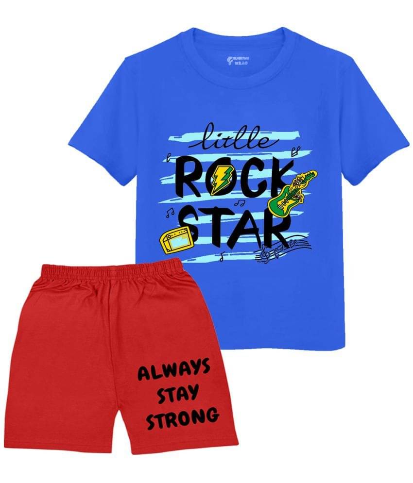     			SILVER FANG Pack of 1 Boys Cotton T-Shirt & Shorts Set ( Blue )