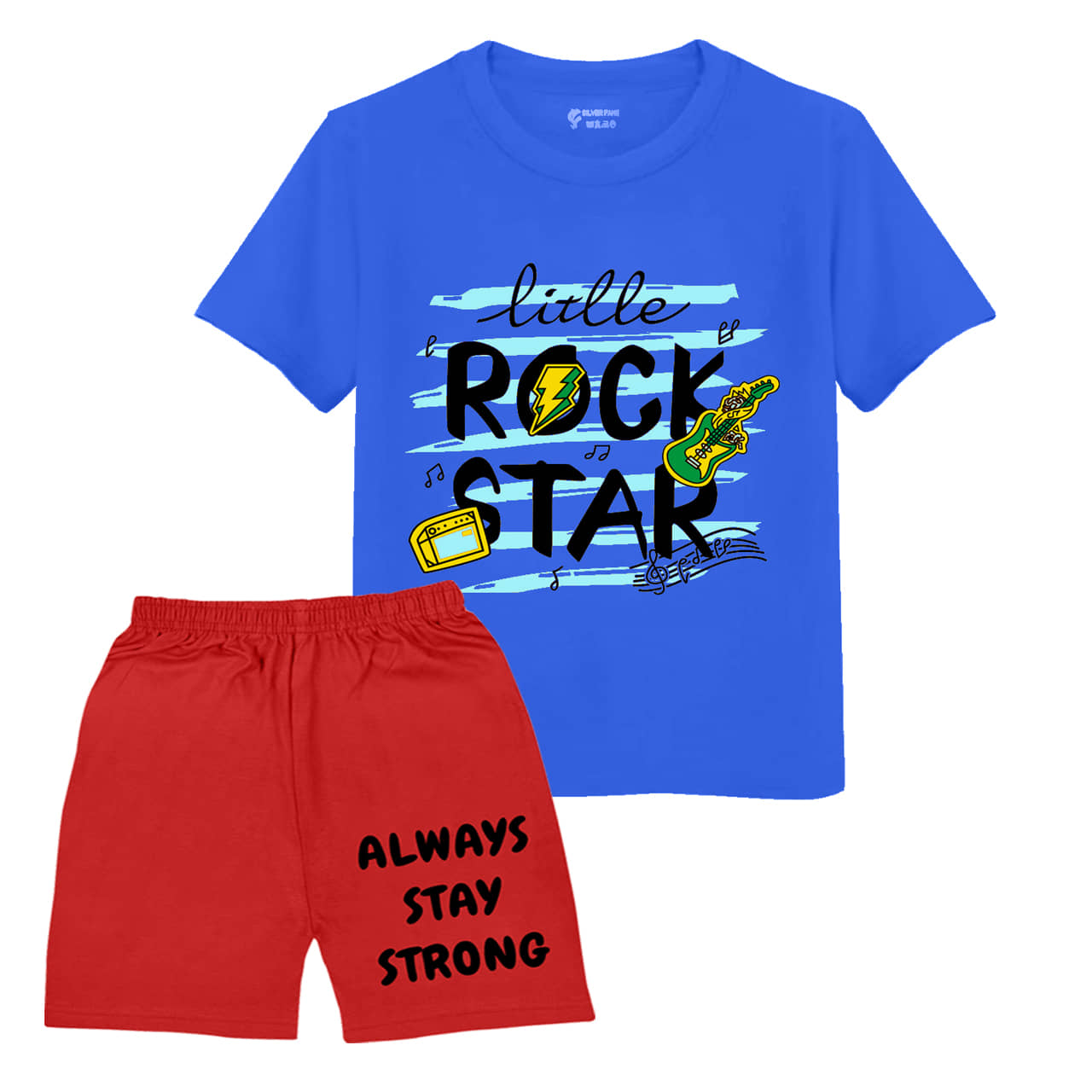 SILVER FANG Pack of 1 Boys Cotton T-Shirt & Shorts Set ( Blue )