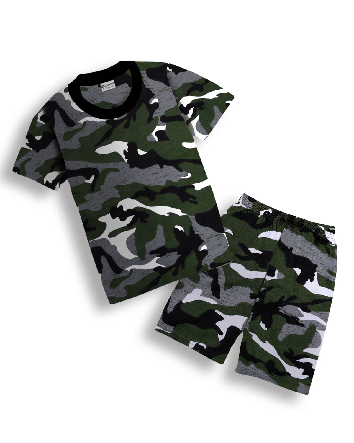 SILVER FANG Pack of 1 Boys Cotton T-Shirt & Shorts Set ( Olive )