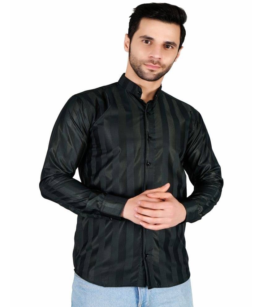     			BOUGHT FIRST Satin Regular Fit Striped Full Sleeves Men's Casual Shirt - Green ( Pack of 1 )