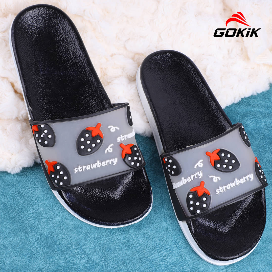     			Gokik Black Women's Slide Flip Flop