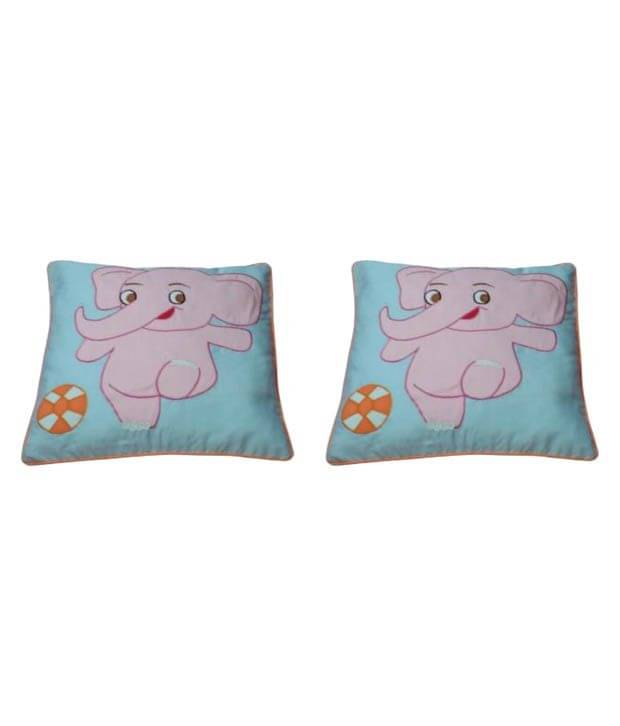     			HUGS N RUGS Set of 2 Cotton Animal Square Cushion Cover (40X40)cm - Multi