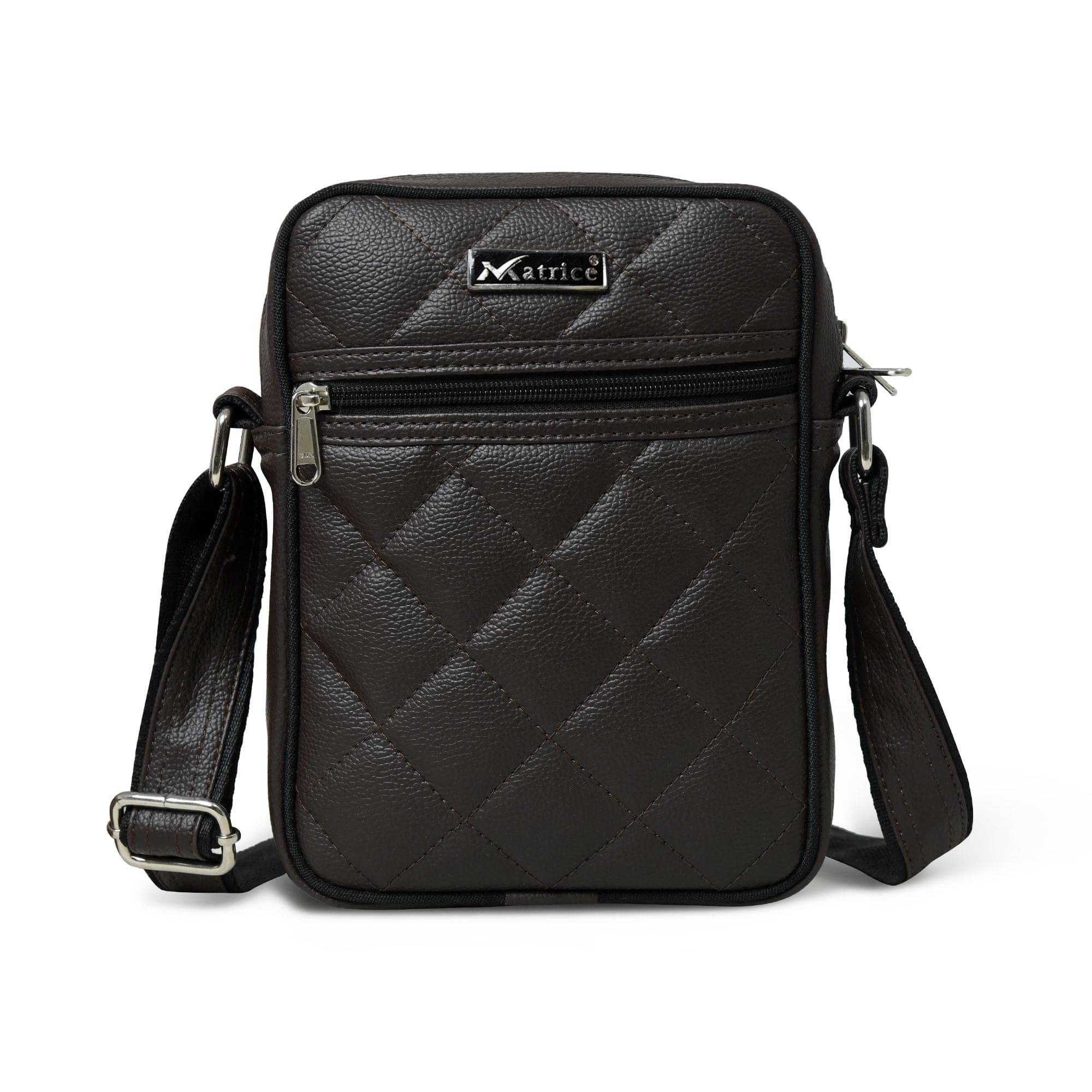     			MATRICE Brown PU Shoulder Bag