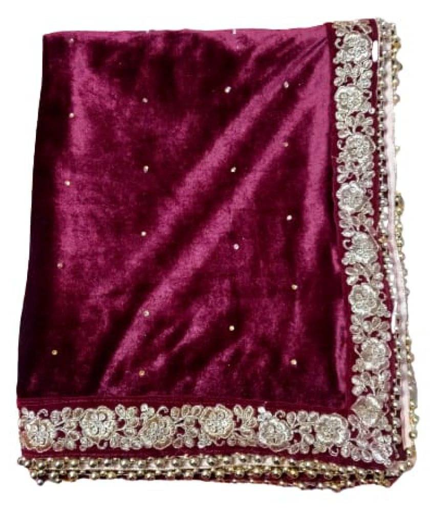     			Mamta Maroon Velvet Women's Dupatta - ( Pack of 1 )