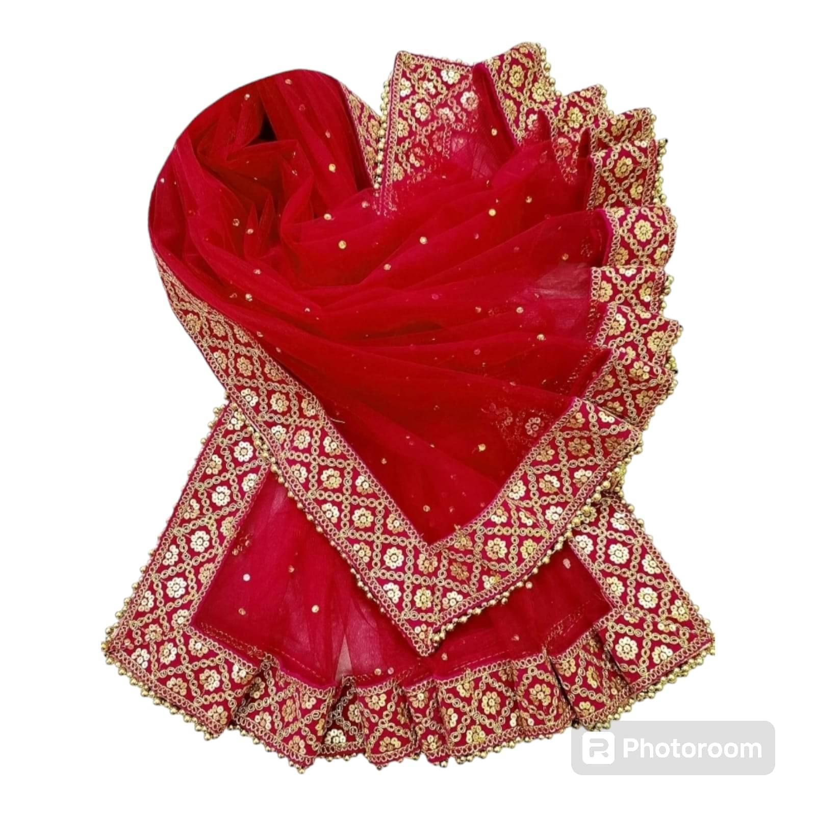     			Mamta Red Net Women's Dupatta - ( Pack of 1 )