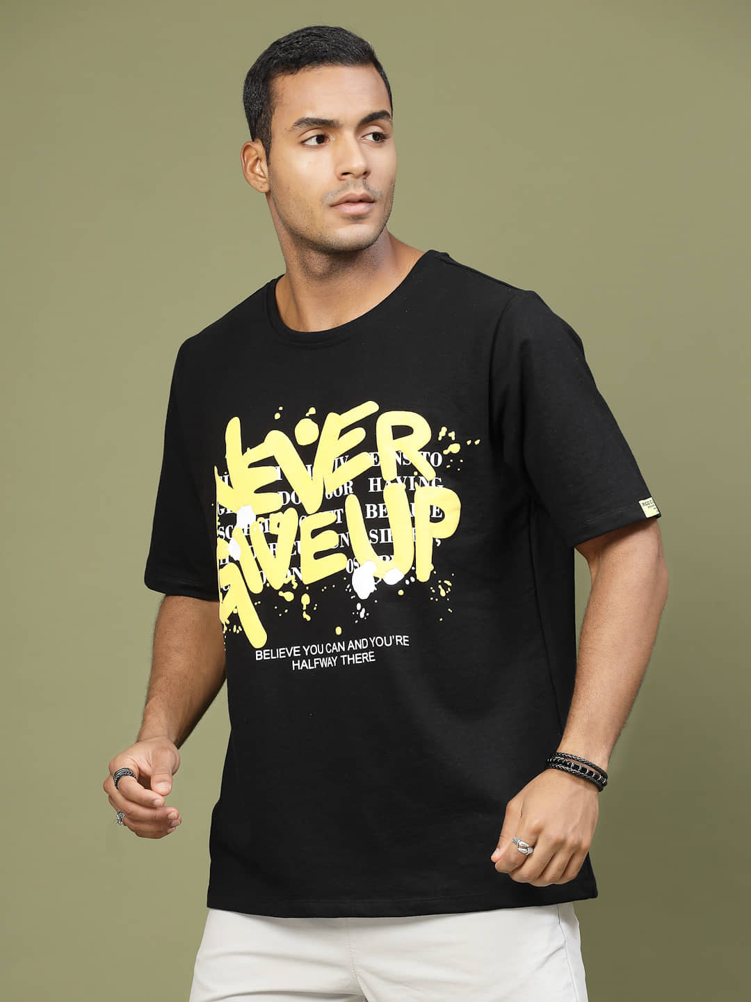 Rigo Pack of 1 Cotton Blend Oversized Fit Men's T-Shirt ( Black )