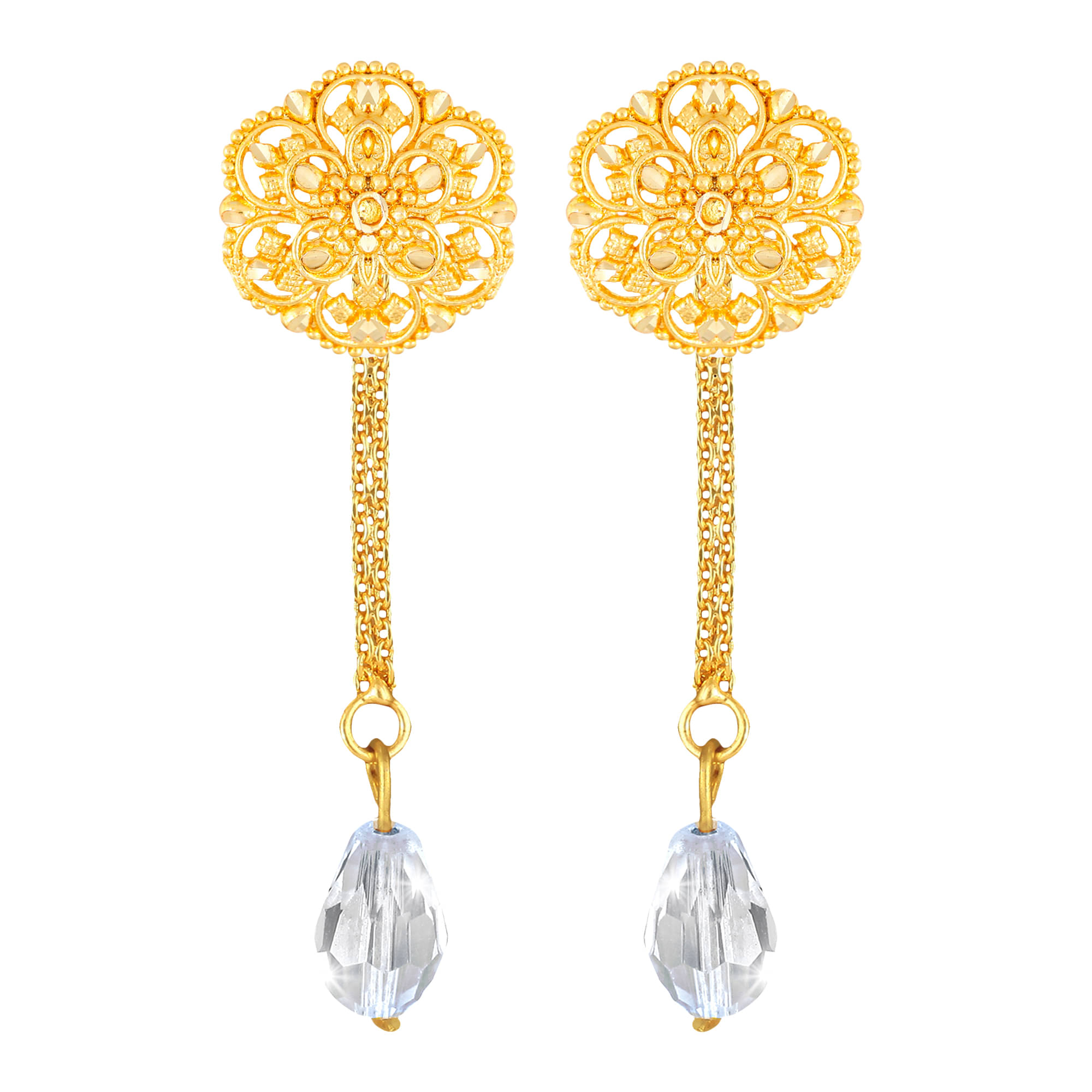     			Vighnaharta Golden Drop Earrings ( Pack of 1 )