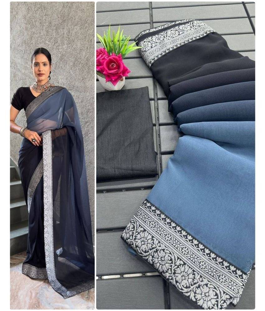     			Aika Georgette Solid Saree With Unstitched Blouse Piece ( Grey )