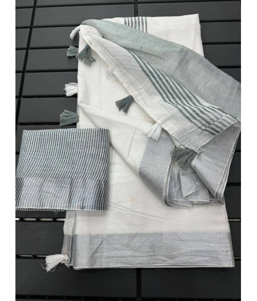 Aika Silk Blend Solid Saree With Unstitched Blouse Piece ( Grey ) Aika Silk Blend Solid Saree With Unstitched Blouse Piece ( Grey )