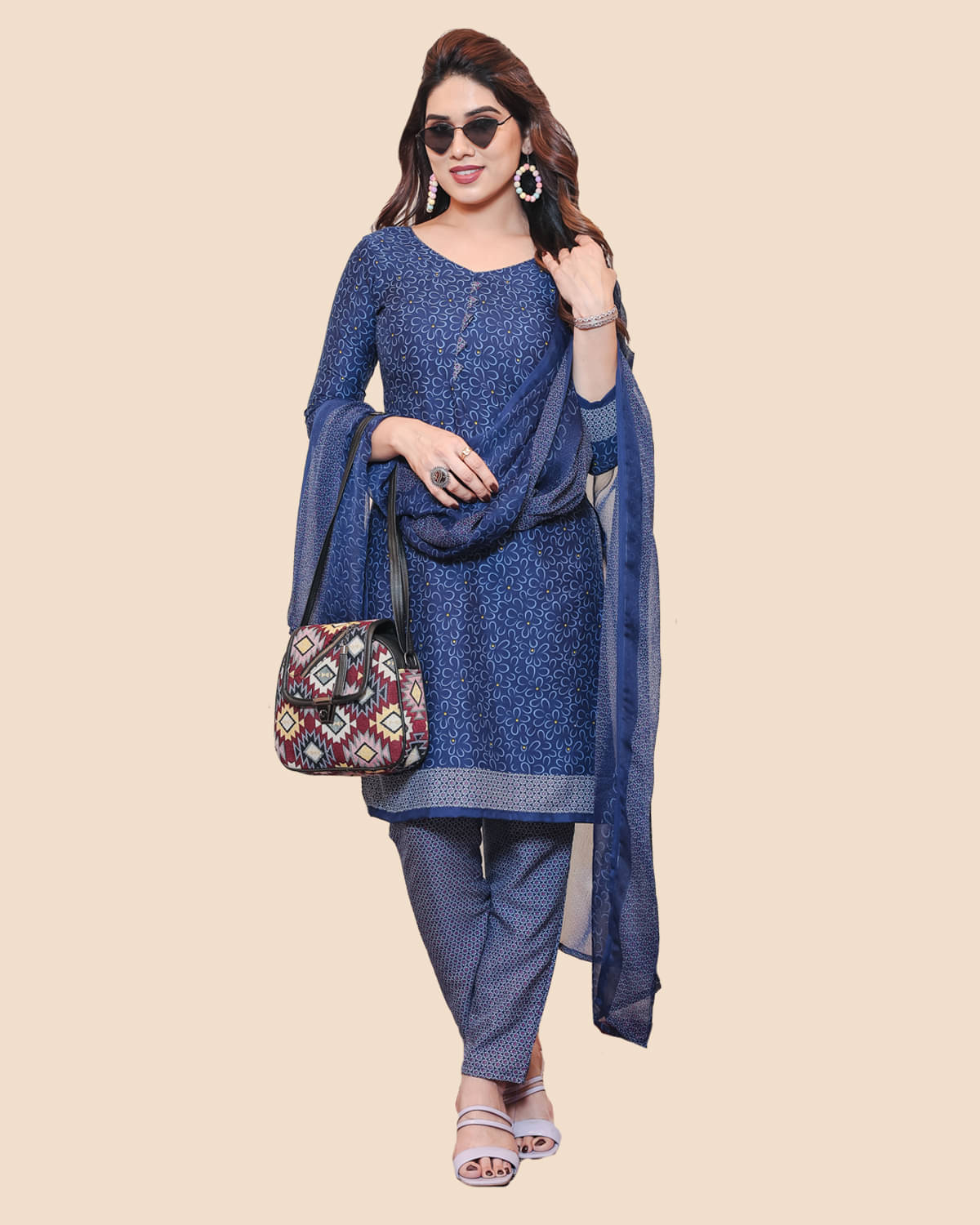 Anand Unstitched Crepe Printed Dress Material - Blue ( Pack of 1 ) Anand Unstitched Crepe Printed Dress Material - Blue ( Pack of 1 )