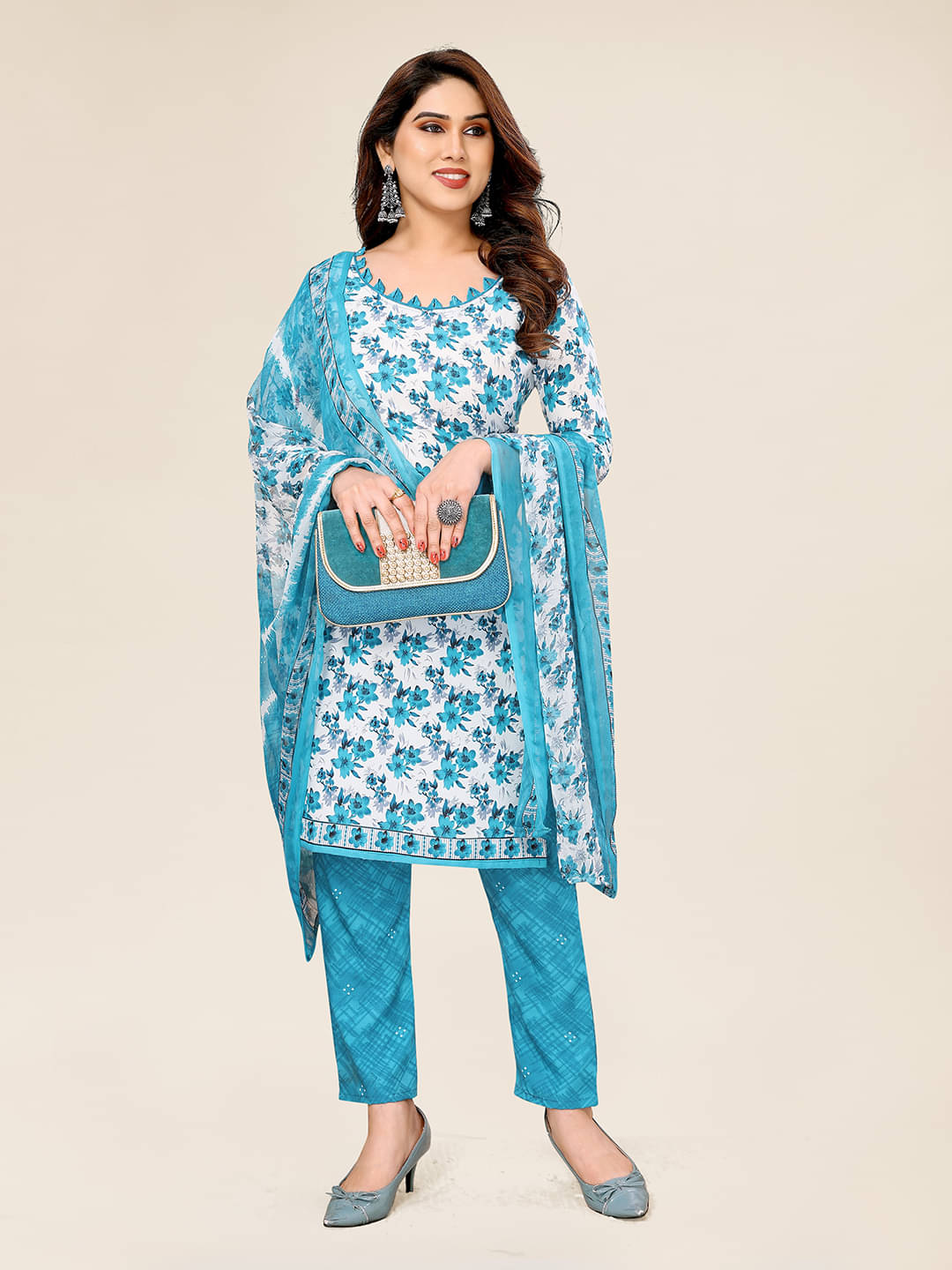     			Anand Unstitched Crepe Printed Dress Material - Blue ( Pack of 1 )