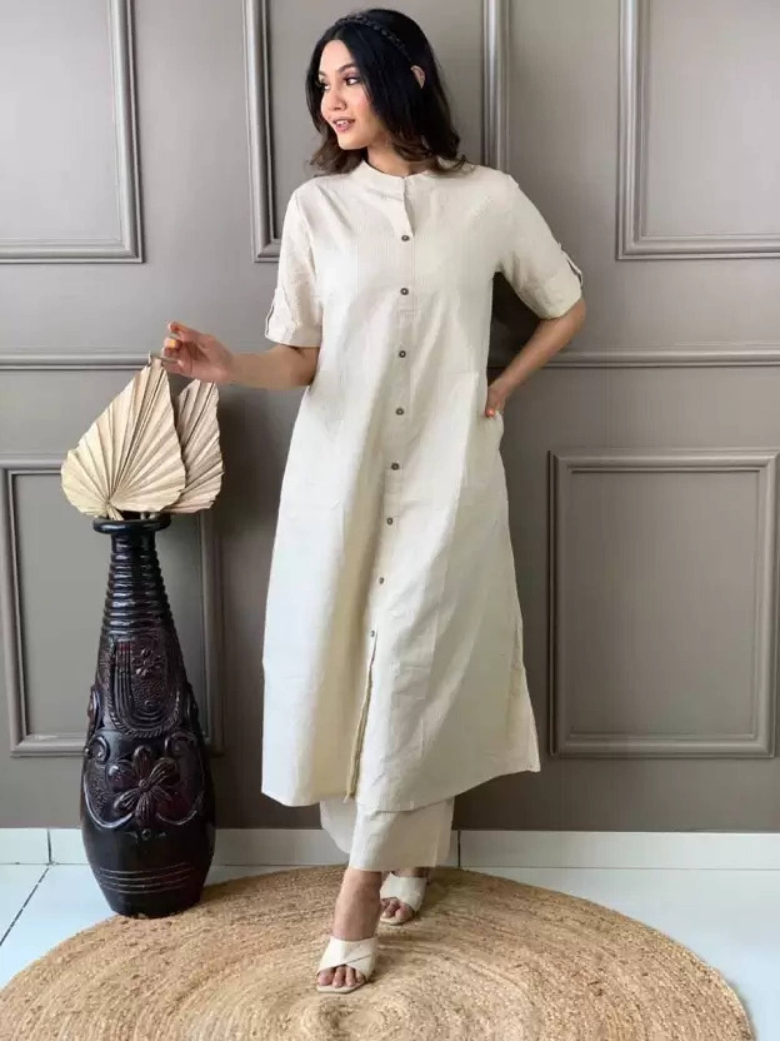 Angvarnika Cotton Solid A-line Women's Kurti - Yellow ( Pack of 1 ) - Kurtis, Tunics | Buy online on ZillyBuy