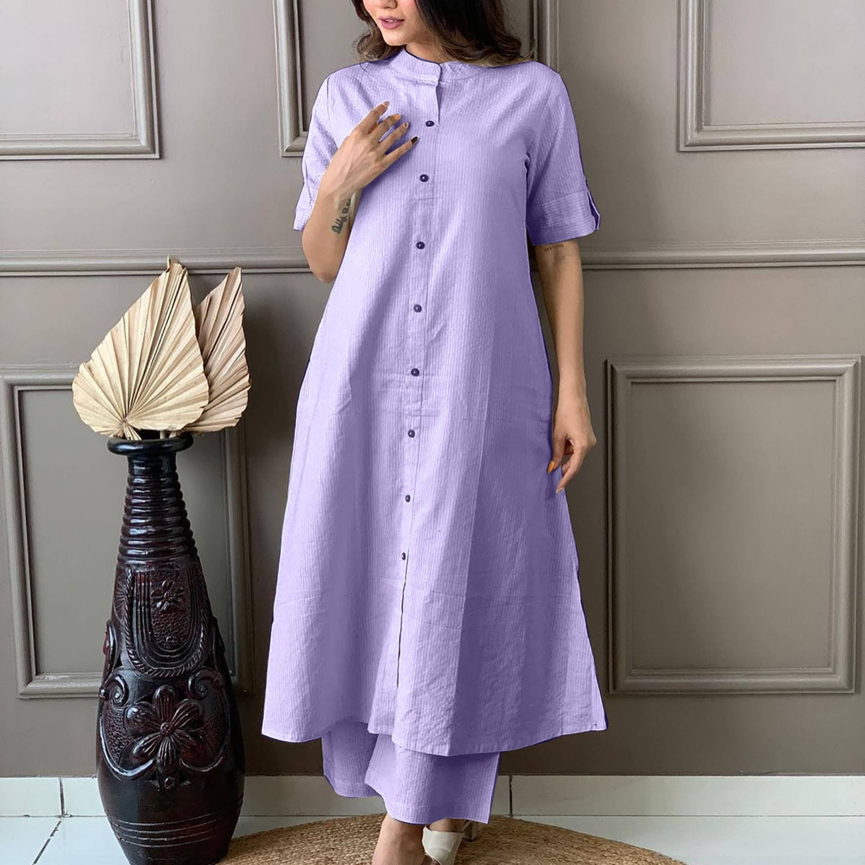     			Angvarnika Cotton Solid A-line Women's Kurti - Purple ( Pack of 1 )
