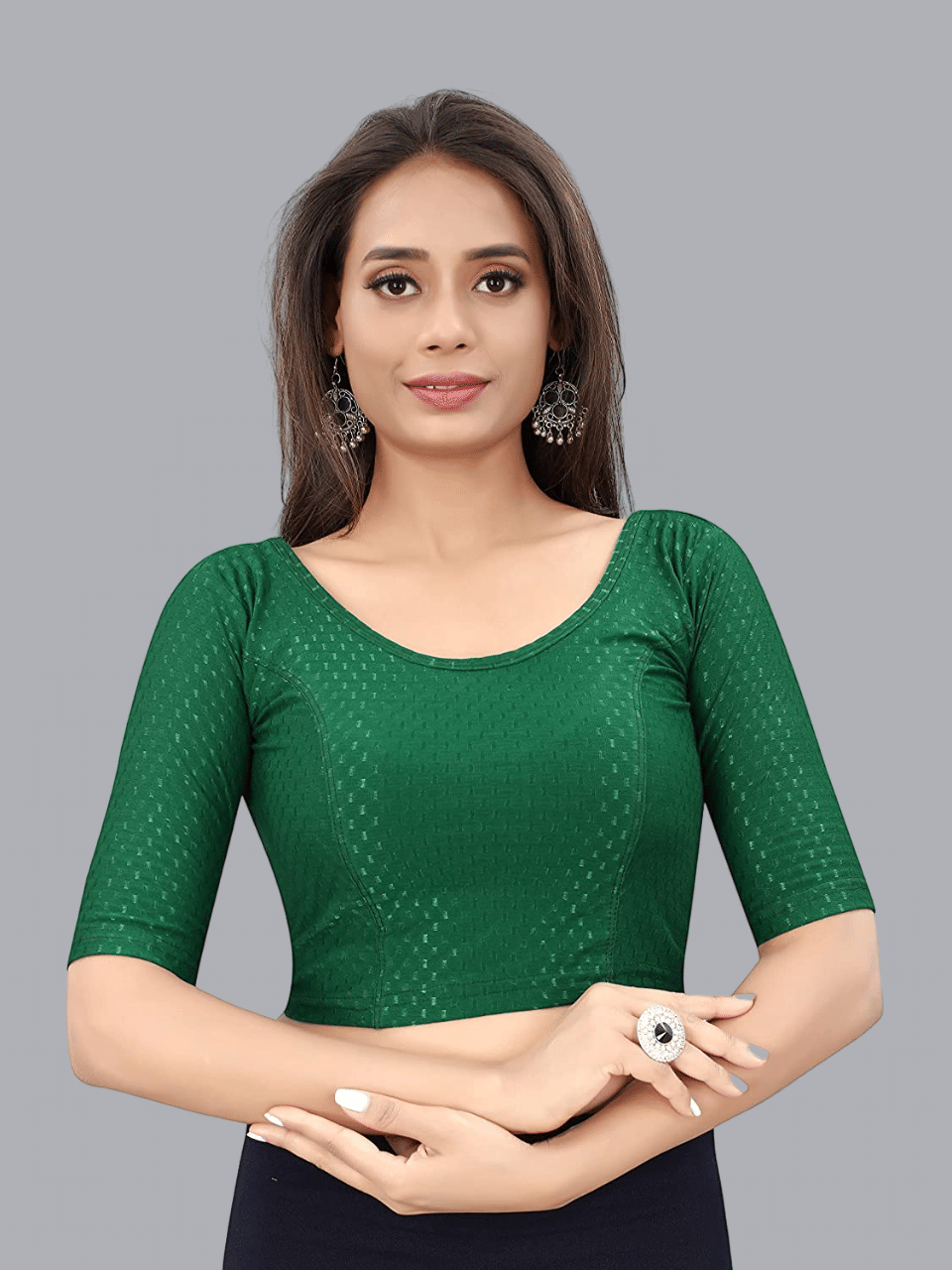 Bulbul Green Readymade without Pad Lycra Women's Blouse ( Pack of 1 )