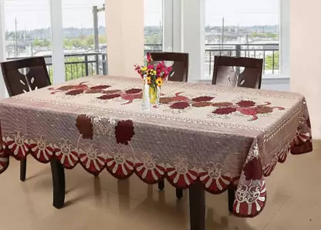 CASA FURNISHING Self Design Polyester 6 Seater Rectangle Table Cover ( 228 x 152 ) cm Pack of 1 Maroon CASA FURNISHING Self Design Polyester 6 Seater Rectangle Table Cover ( 228 x 152 ) cm Pack of 1 Maroon