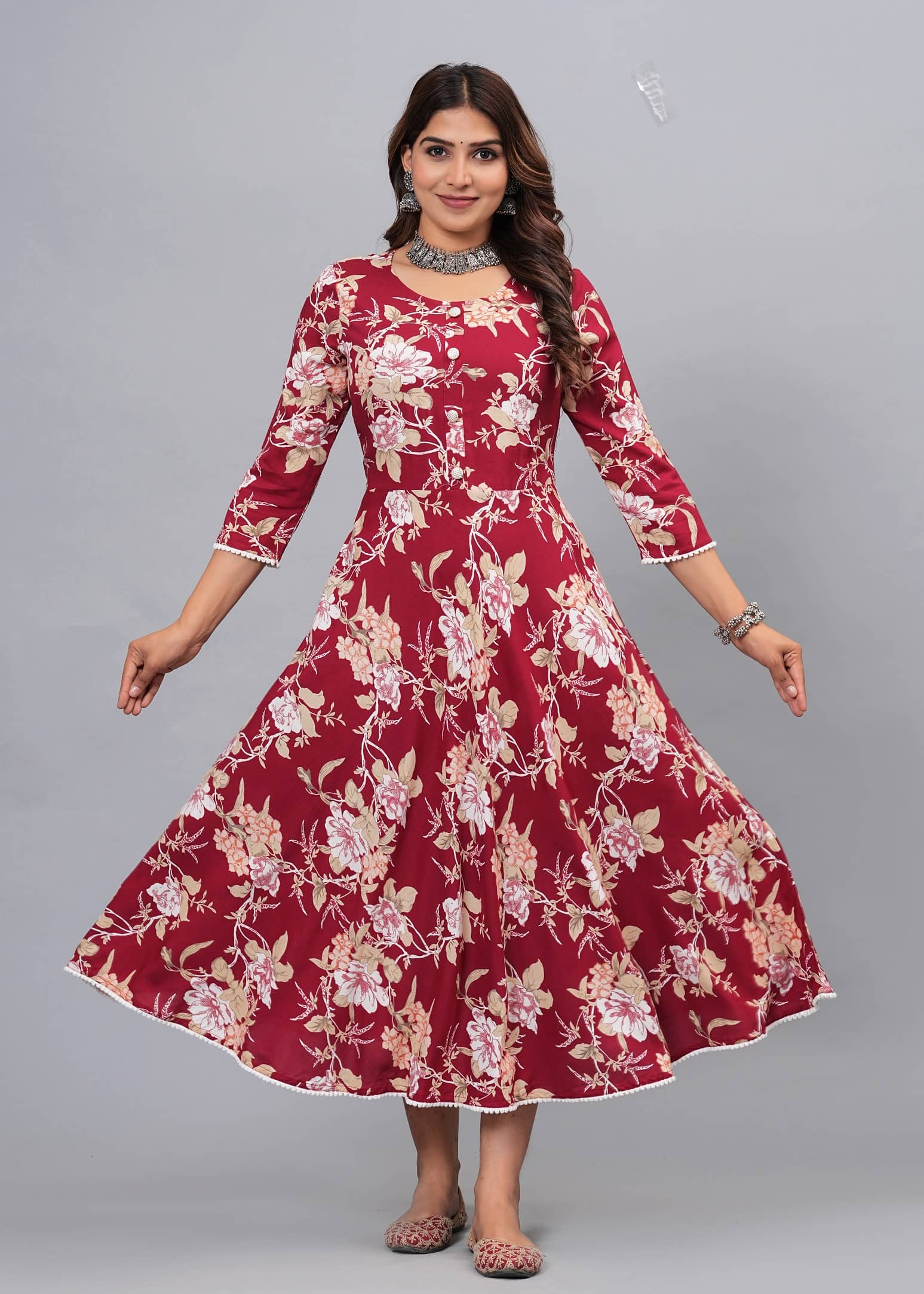 CTMTEX Rayon Printed Anarkali Women's Kurti - Blue ( Pack of 1 ) - Kurtis, Tunics | Buy online on ZillyBuy