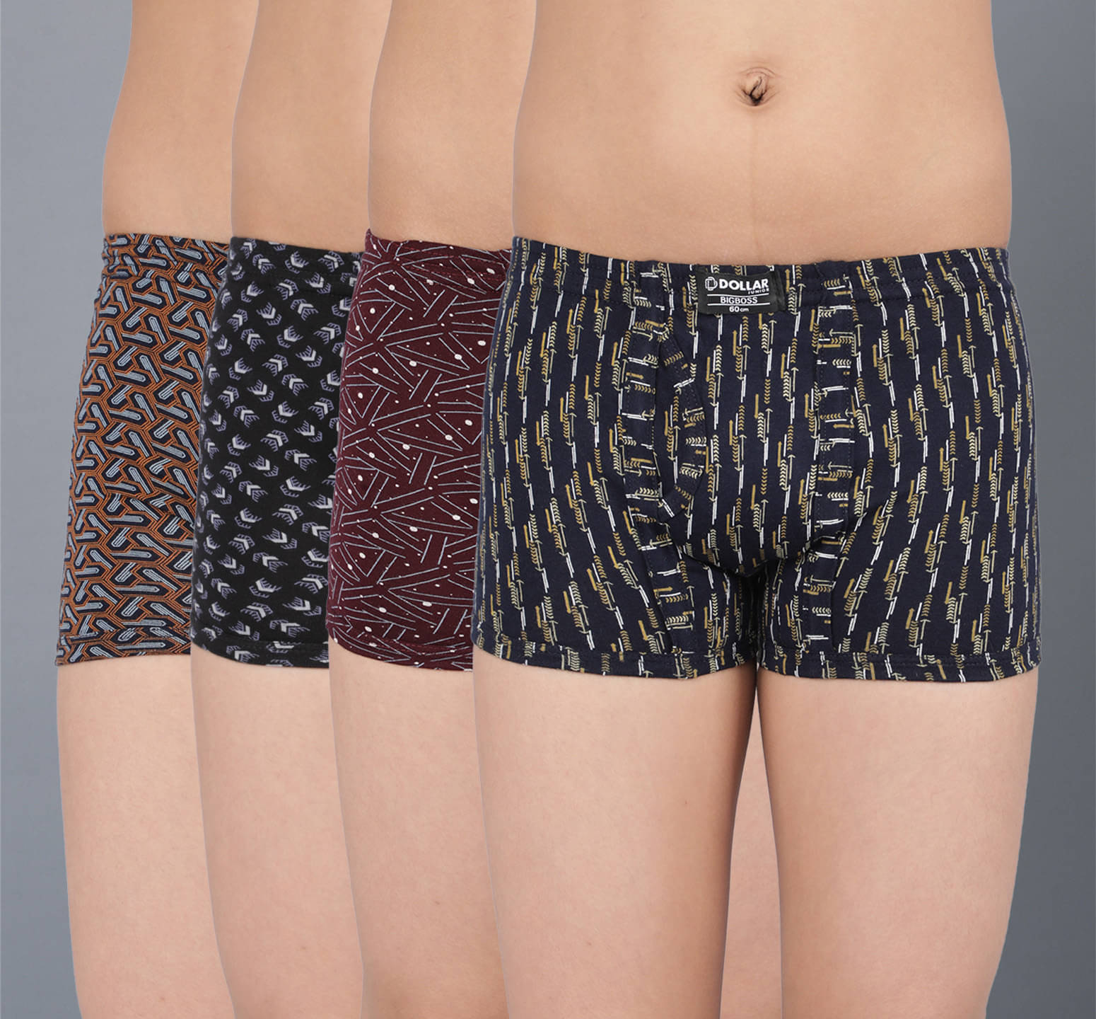     			Dollar Bigboss Pack of 4 Boys Cotton Blend Trunks ( Multi Color )