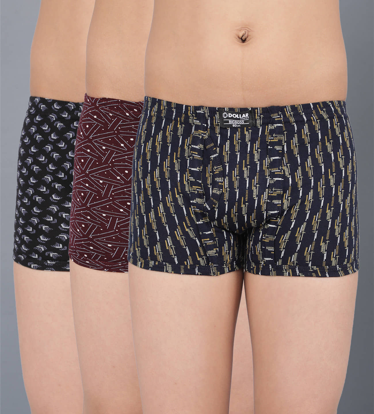 Dollar Bigboss Pack of 3 Boys Cotton Blend Trunks ( Multi Color ) - Nightwear & Loungewear | Buy online on ZillyBuy