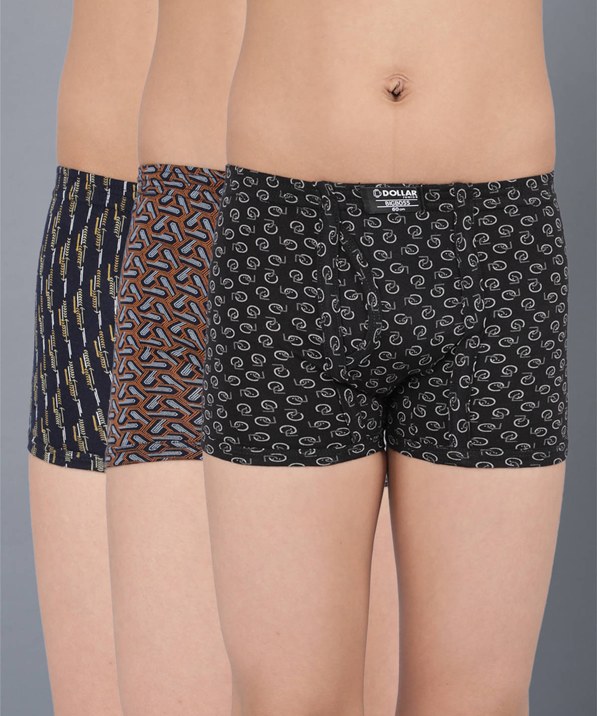     			Dollar Bigboss Pack of 3 Boys Cotton Blend Trunks ( Multi Color )